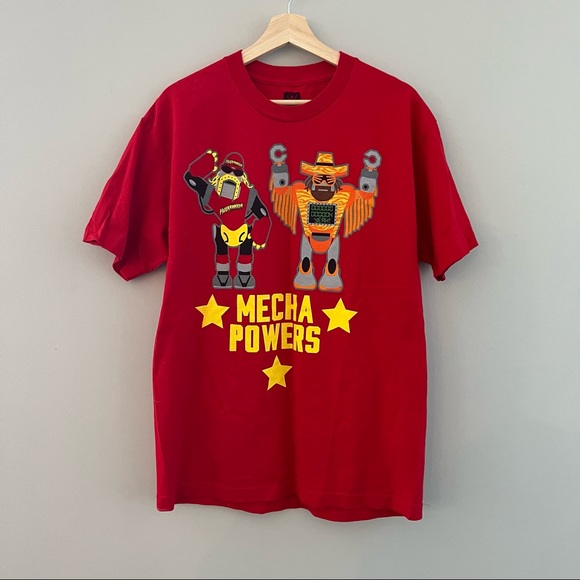 WWE Other - WWE WRESTLEMANIA HOGAN SAVAGE MECHA POWERS ROBOTS LARGE T-SHIRT RED